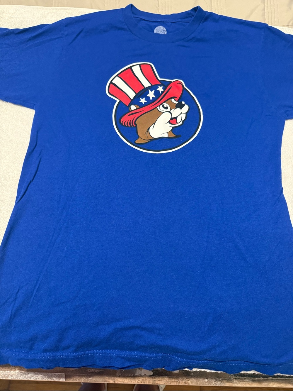 Classic Blue Short-Sleeve Tee with Patriotic Buc-ee